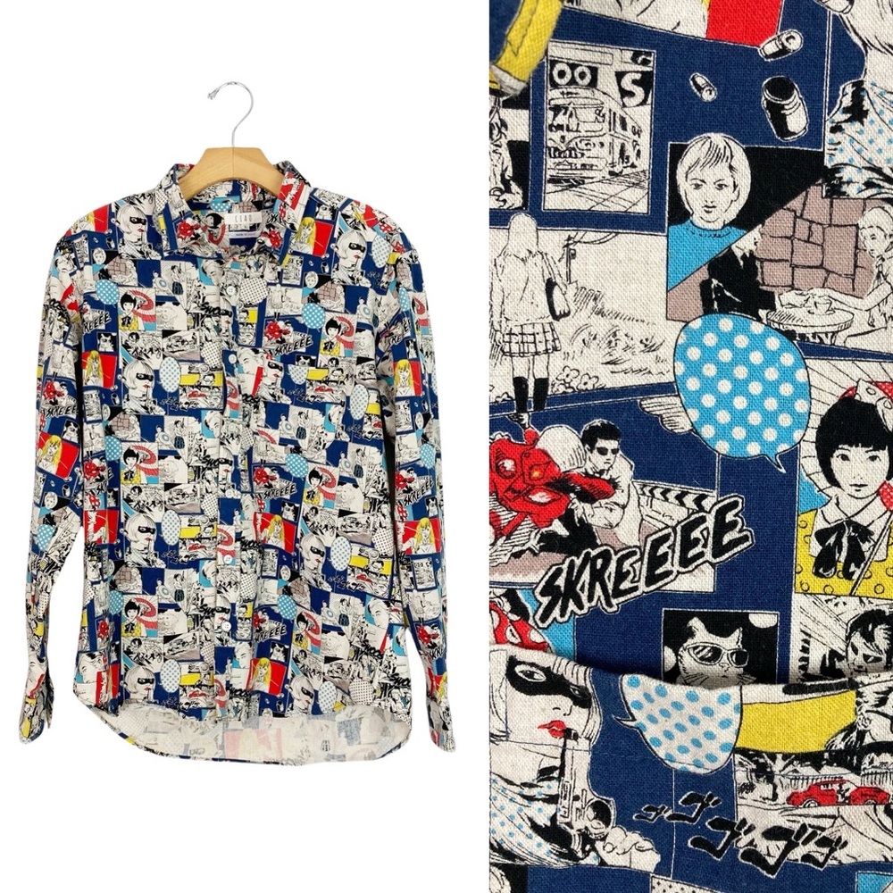 CIAO Made in Japan Vintage Cartoon Print Shirt Sz Japanese Large